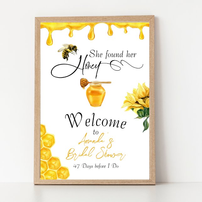 Elegant She Found Her Honey Bee Bridal Shower Poster (Creator Uploaded)