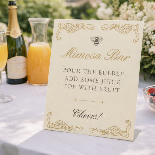 Elegant She Found Her Honey Bee Themed Mimosa Bar Pedestal Sign