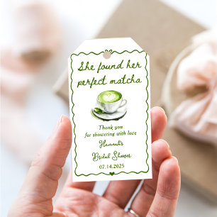 Elegant She Found Her Perfect Matcha Bridal Shower Gift Tags