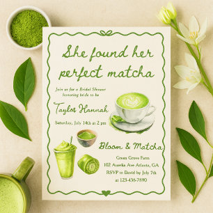 Elegant She Found Her Perfect Matcha Bridal Shower Invitation