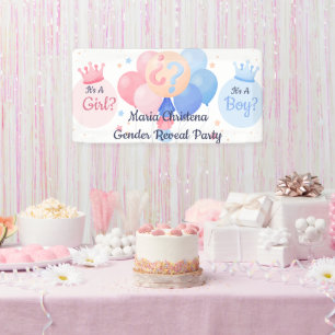 Elegant “She or He?” Gender Reveal Balloons Banner
