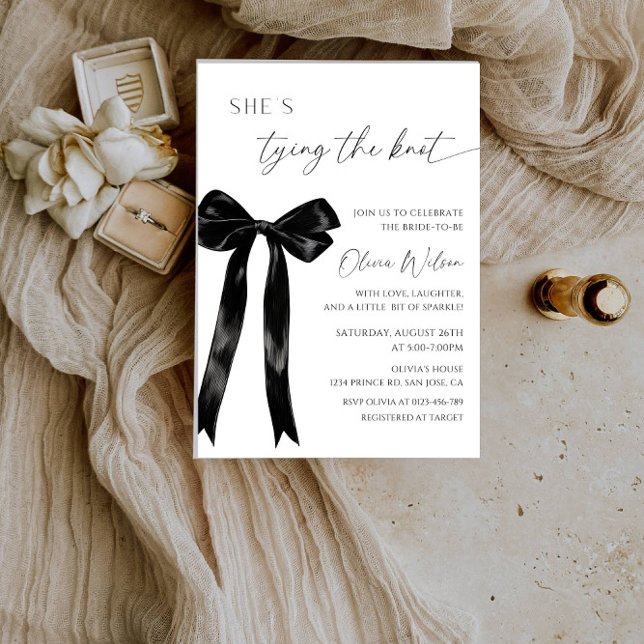 Elegant "She’s Tying the Knot" Bridal Shower Party Invitation (Creator Uploaded)