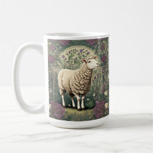 Elegant Sheep Lavender floral Background Coffee Mug