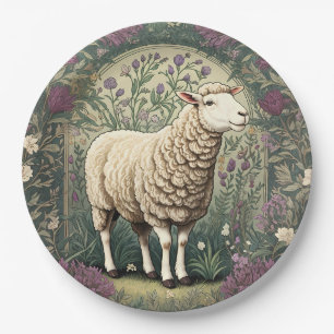 Elegant Sheep Lavender floral Background Paper Plate