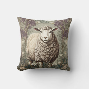 Elegant Sheep Lavender Flower Background Cushion