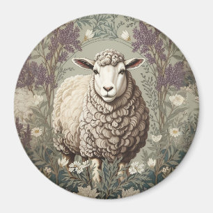 Elegant Sheep Lavender Flower Background Magnet