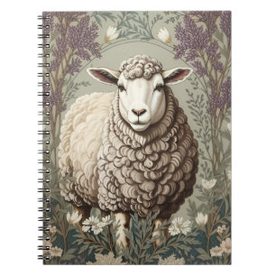 Elegant Sheep Lavender Flower Background Notebook