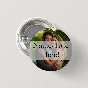 Elegant Sheer Overlay Photo Wedding 3 Cm Round Badge
