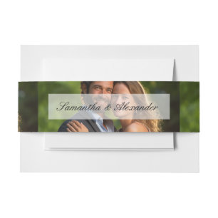 Elegant Sheer Overlay Photo Wedding Invitation Belly Band