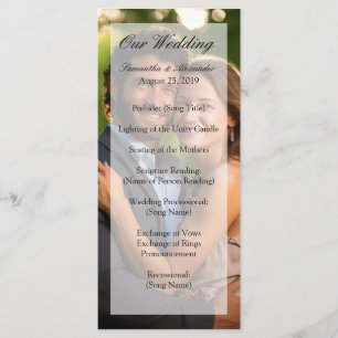 Elegant Sheer Overlay Photo Wedding Programme