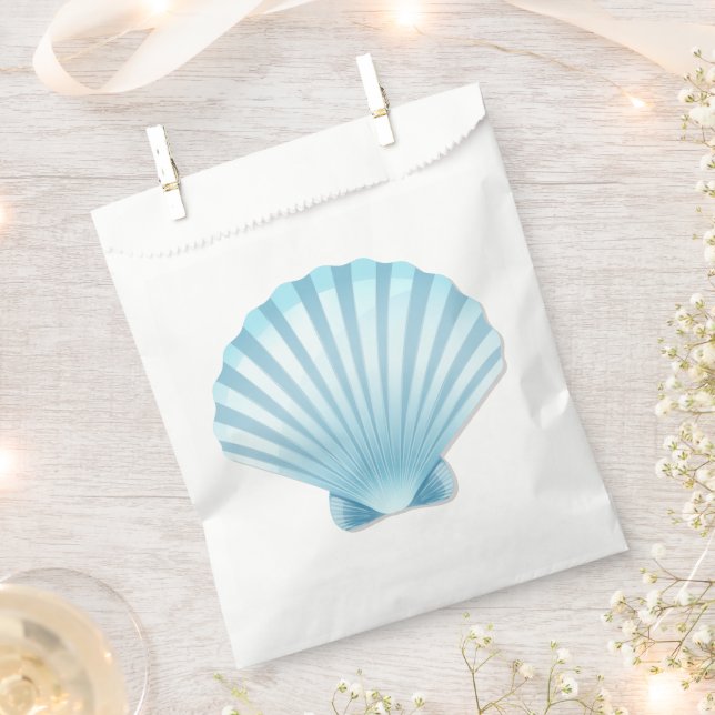 Elegant Shell Beach Blue Nautical Wedding Party  Favour Bags (Clipped)