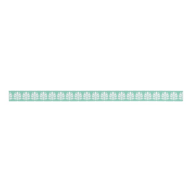 Elegant Shell Flourish Damask Pattern Grosgrain Ribbon (Front)