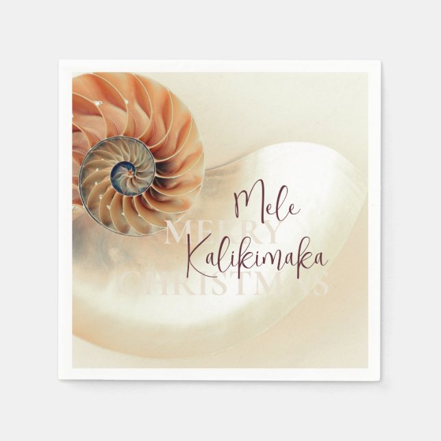 Elegant Shell Hawaiian Christmas Napkin (Front)