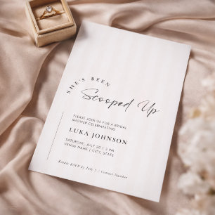 Elegant She's Been Scooped Up Stripe Bridal Shower Invitation