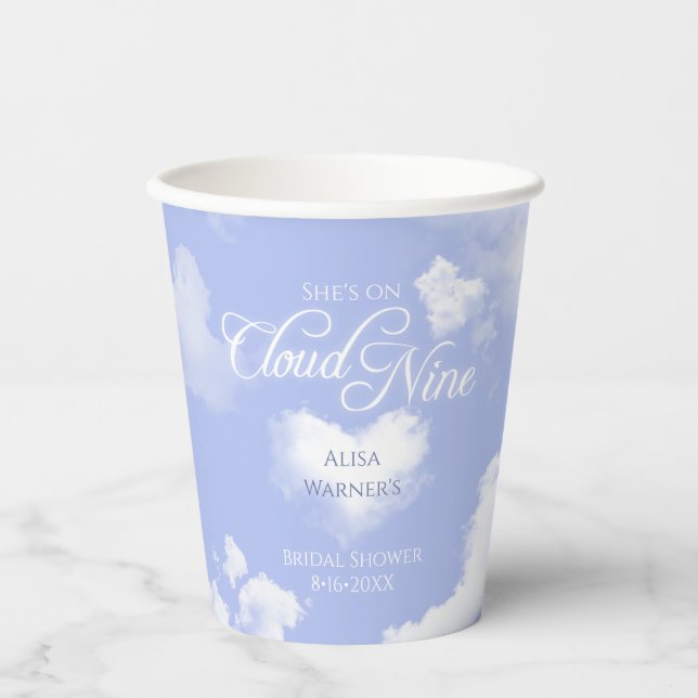  Elegant She's on Cloud Nine Bridal Shower Party Paper Cups (Front)