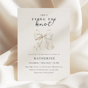 Elegant She's Tying the Knot Bow Bridal Shower Invitation