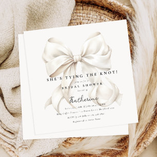 Elegant She's Tying the Knot Bow Bridal Shower Invitation