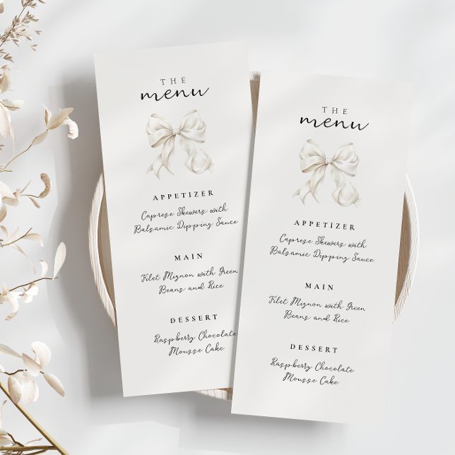 Elegant She's Tying the Knot Bow Bridal Shower Menu (Creator Uploaded)