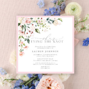 Elegant She's Tying the Knot Pink Floral Shower Invitation