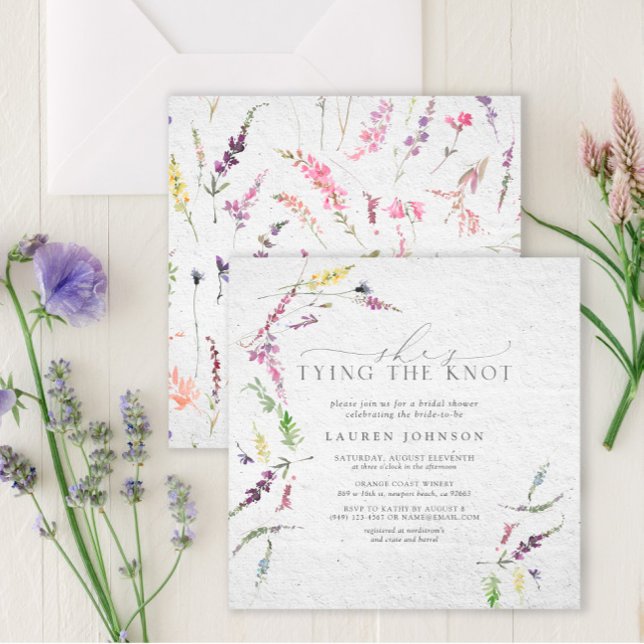 Elegant She's Tying the Knot Wildflower Shower Invitation (Creator Uploaded)