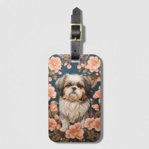 Elegant Shih Tzu Dog William Morris Inspired Luggage Tag