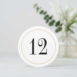 Elegant Shimmer Gold Circle Table Number 12 Card