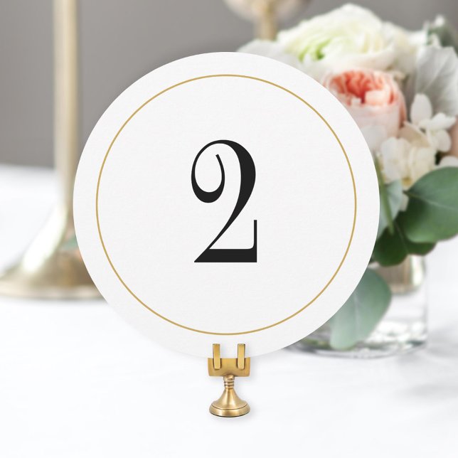 Elegant Shimmer Gold Circle Table Number 2 Card (Creator Uploaded)