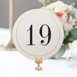 Elegant Shimmer Gold Circle Table Number Card<br><div class="desc">Classic black and white table number on thick shimmer paper die-cut circle with gold border. Multiple paper types,  square or rounded corners also available.</div>