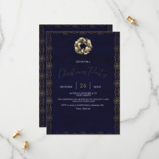 Elegant Shimmer Navy Blue, Ornaments, Snowflakes Save The Date