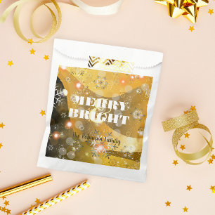 Elegant Shimmering Gold Bokeh Light Christmas Favour Bags