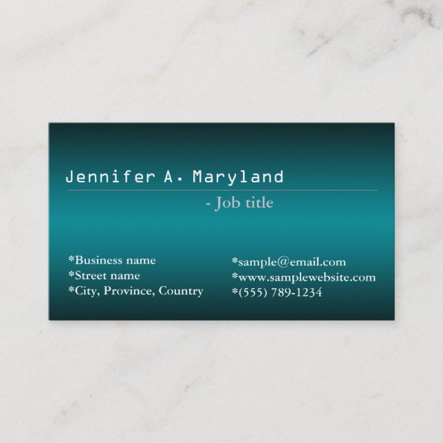Elegant, shining blue cool business cards (Front)