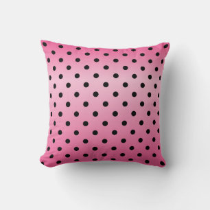 Elegant shining pink and black polka dots cushion