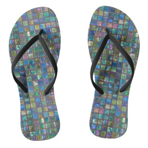 Elegant Shiny Aqua Glass Tiles Jandals