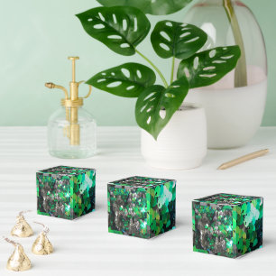 Elegant shiny glamour greens  greys disc sequins  favour box
