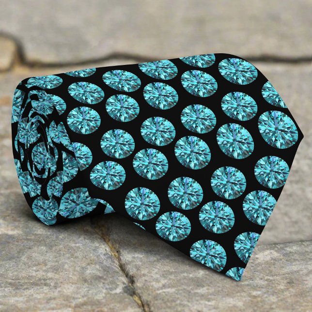 Elegant Shiny Glitter Turquoise Diamond Pattern Tie (Creator Uploaded)