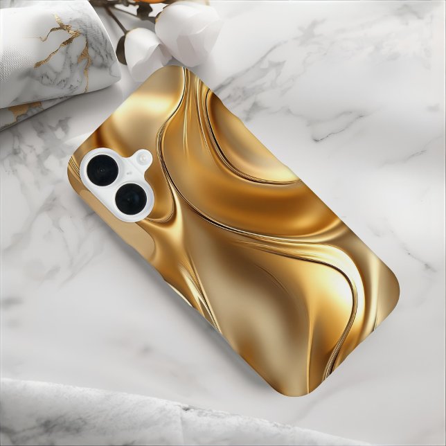 Elegant Shiny Gold Abstract Pattern iPhone 16 Case (Creator Uploaded)