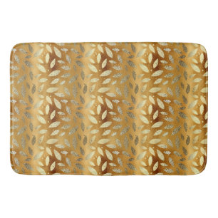 Elegant Shiny Gold Leaves Bath Mat