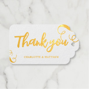 Elegant Shiny Gold Wedding Gift Tags