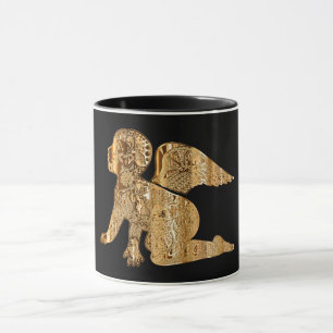 Elegant Shiny Golden Angel Black and Gold Mug