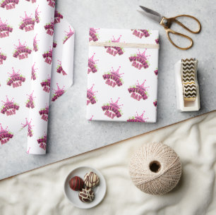 Elegant Shiny Pink Queen Crown Happy mothers day Wrapping Paper