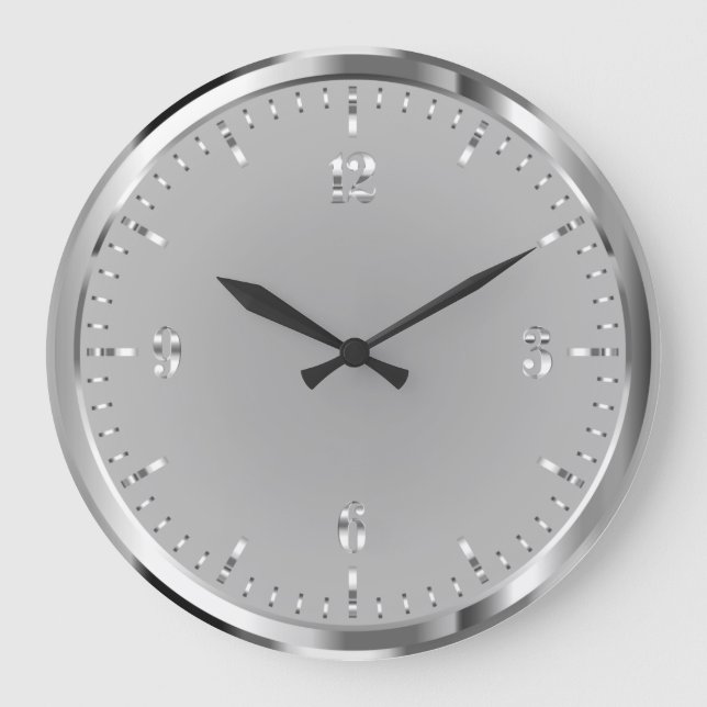 Elegant Shiny Silver Acrylic Wall Clock (Front)