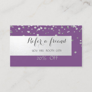 Elegant Shiny,Silver Confetti,Purple Referral Card
