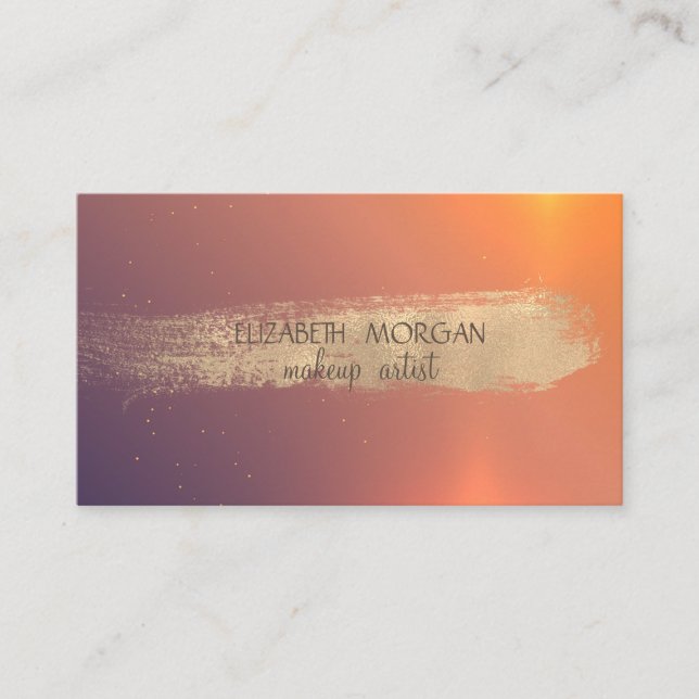 Elegant Shiny Simple Faux Gold Foil Brush Stroke Business Card (Front)