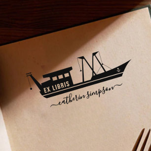 Elegant Ship Custom ex libris Self-inking Stamp