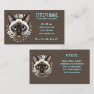 Elegant Siamese Cat Cattery Minimalist Custom Business Card
