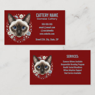 Elegant Siamese Cat Cattery Minimalist Custom Business Card