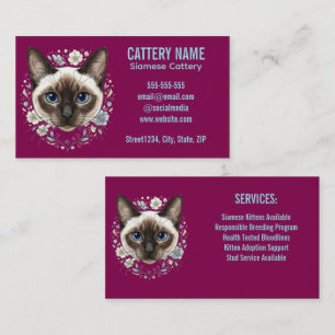 Elegant Siamese Cat Cattery Minimalist Custom Business Card