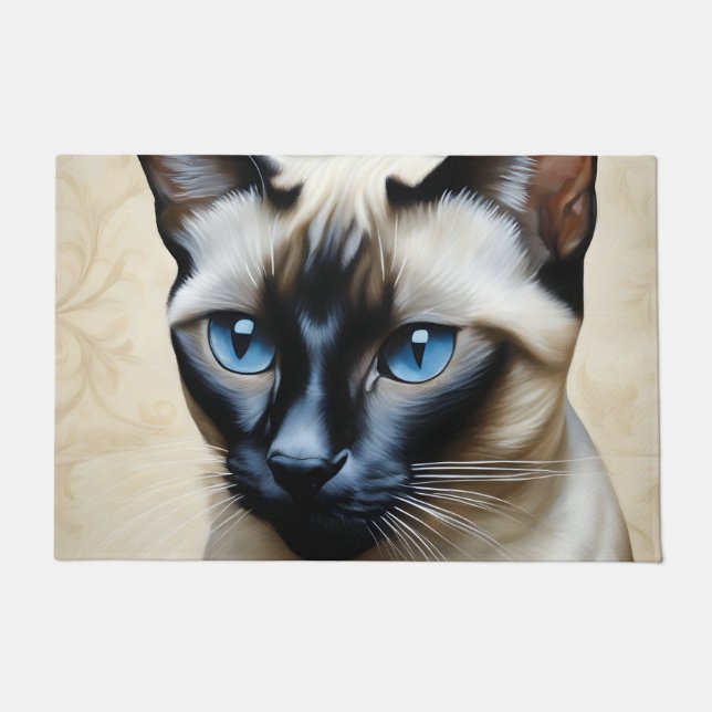 Elegant Siamese Cat Doormat (Front)