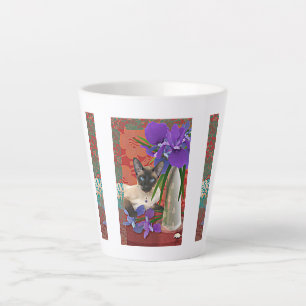 Elegant Siamese Cat with Iris Floral Mug