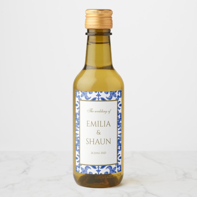 Elegant Sicilian Patterned Mini Wine Label (Front)